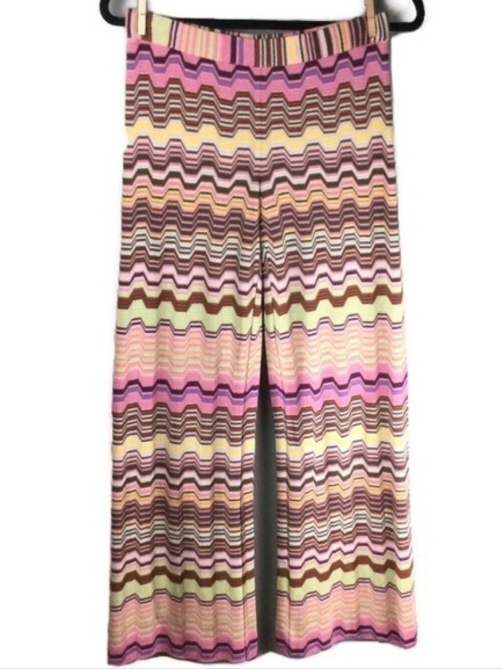 Missoni Colorful Zigzag Knit Pull-On Flared Leg Lined Pants Size 42 Medium